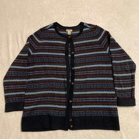 L.L.Bean Other - L.L. Bean Men's Nordic Fair Isle Crewneck Sweater Navy Blue Size‎ M
